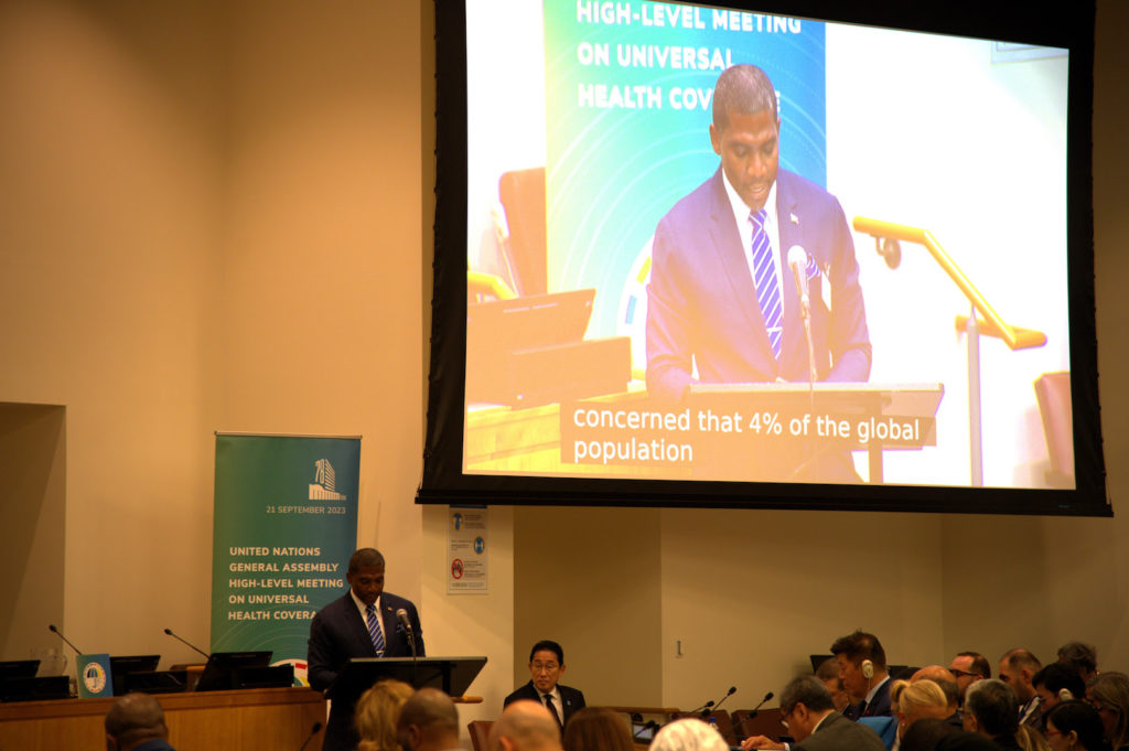Prime Minister of Saint Kitts and Nevis, Hon. Dr. Terrance Drew, Champions Universal Health Coverage at High-Level Meeting